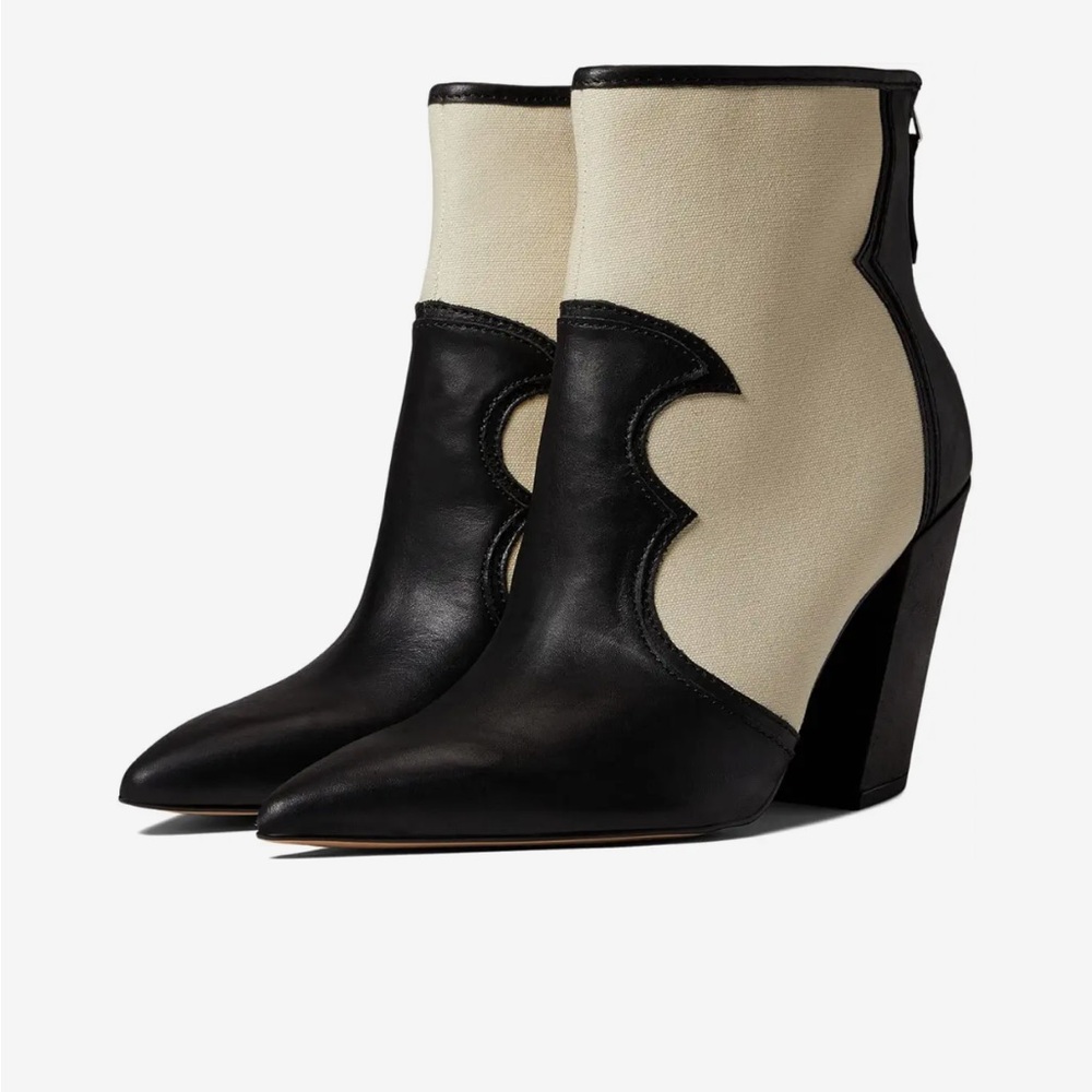 Dolce Vita Black and Cream Cowboy Booties